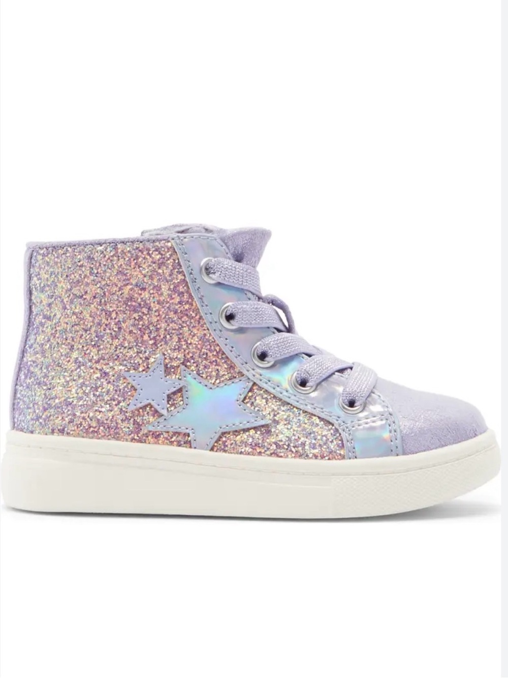 Harper Canyon Kids' Glitter Star High-Top Sneakers - Lavender